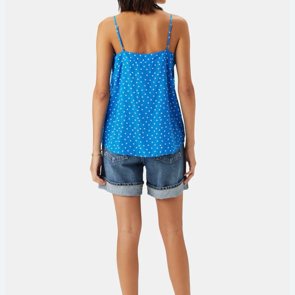 Blue Polka Dot Women's Top. Washable silk. - Picture 2 of 2